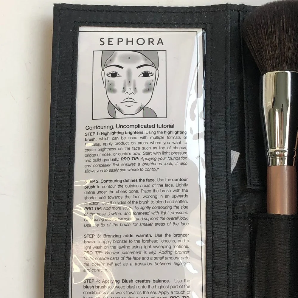 Sephora Brush Set in Case - Bronzer Blush & Highlighting & Ecco Tools Duo Brush